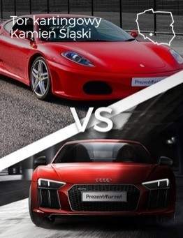Jazda Ferrari F430 vs Audi R8 – Tor kartingowy Kamień Śląski
 Ilość okrążeń-2 okrążenia