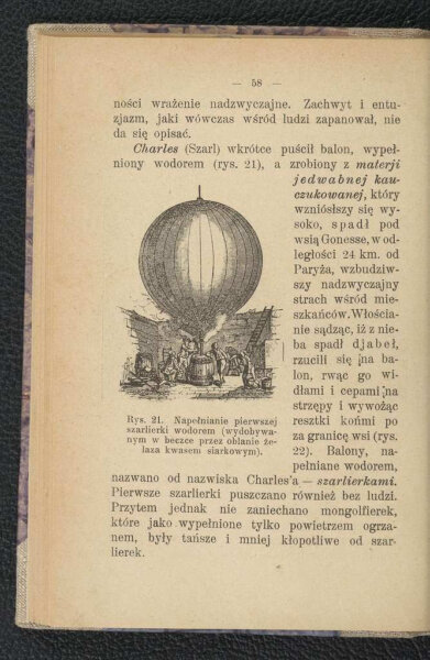 Strona z wydania "Balony i aeroplany" z roku 1910.