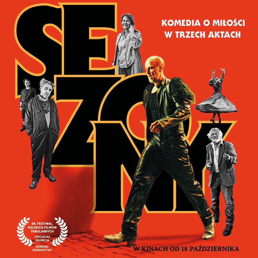 Plakat z premierą filmową „Sezony”