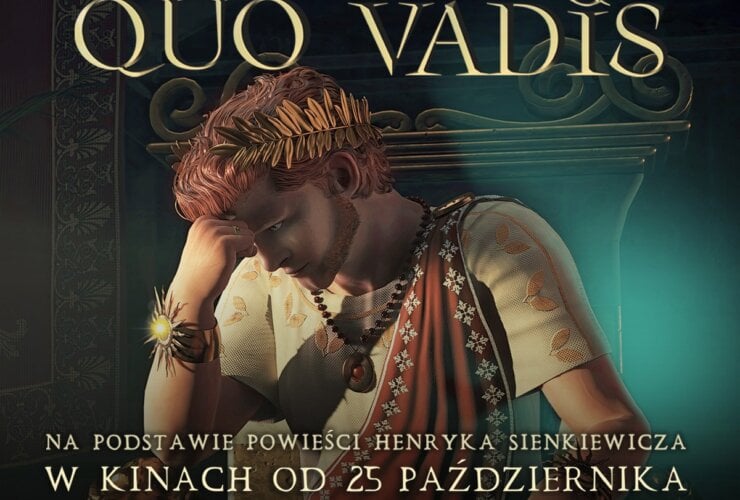 Plakat ogłaszający premierę filmową „Quo Vadis”.