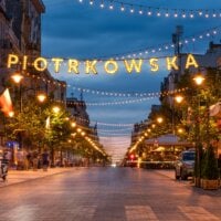 miasto Łódź, ulica Piotrkowska nocą