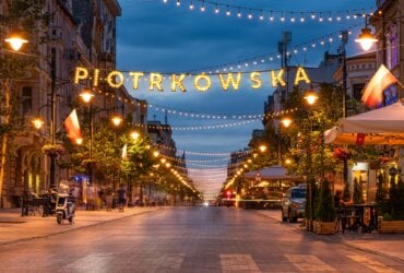 miasto Łódź, ulica Piotrkowska nocą