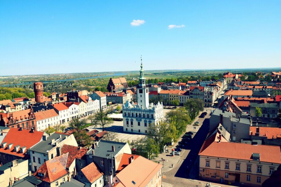 Widok na Chełmno z lotu ptaka