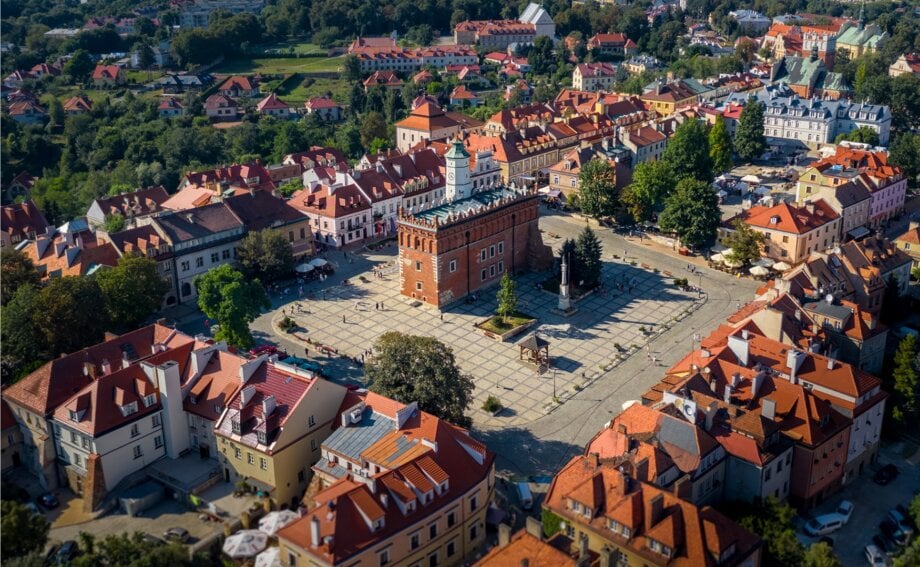 Widok na Sandomierz z lotu ptaka