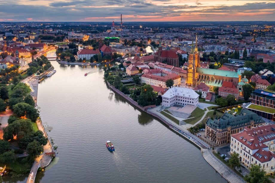 Widok na Wrocław z lotu ptaka