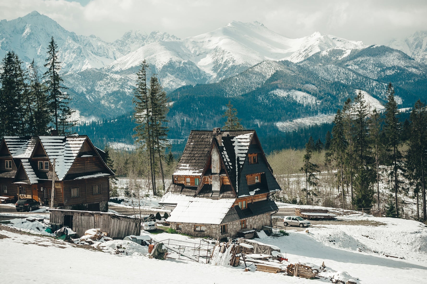 Widok na Kościelisko i Tatry